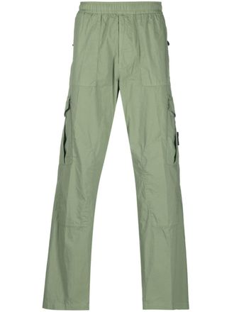 Stone Island logo-patch straight-leg trousers - Green
