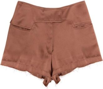 Tom Ford Womens Silk Frayed Hem Highwaisted Shorts - Brown - Size EU 40 (Womens)