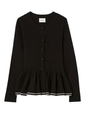 Claudie Pierlot Ribgebreid peplum vest - Zwart