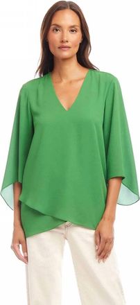 Karen Kane Bracelet Sleeve Asymmetric Top In Green