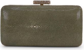 Badgley Mischka Evelyn Stingray Leather Minaudiere in Olivine at Nordstrom, Size Small