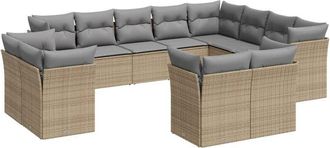 vidaXL Set De Sof&aacute;s De Jard&iacute;n 12 Pzas Y Cojines Rat&aacute;n Sint&eacute;tico Marr&oacute;n Vidaxl