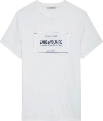 Zadig&Voltaire Tops, Heren, Wit, M, Denim, Gum Print T-shirt