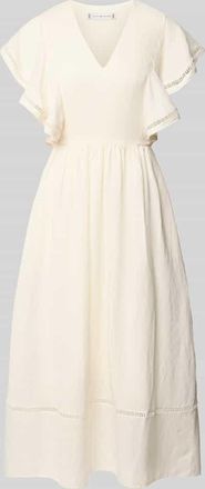 Tommy Hilfiger Fit and Flare Freizeitkleid aus Leinen-Viskose-Mix in Weiss, Gr&ouml;&szlig;e 36