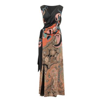 Etro Etro, Maxi Dresses, female, Multicolor, Size: S Draped Wrap Maxi Dress