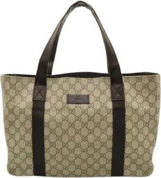 Gucci Pre-owned Tote Bags, female, Beige, Size: ONE SIZE Pre-owned Canvas Tote Bag