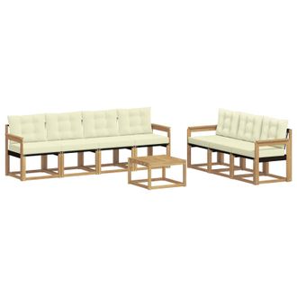 vidaXL Conjunto De Sof&aacute;s De Exterior Con Coj&iacute;n 8 Pcs Blanco Y Crema Vidaxl