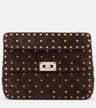 Valentino Garavani Rockstud Spike Medium suede top-handle bag