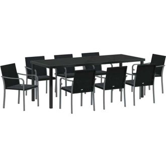 vidaXL Conjunto De Comedor De Jard&iacute;n 9 Pcs Negro Y Gris Vidaxl