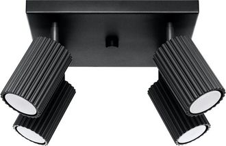 Wonderlamp Plaf&oacute;n Moto Negro, 4 Luces