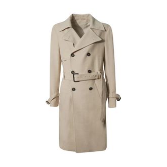 Eleventy Jassen, Heren, Beige, M, Wol, Double-breasted wollen jas