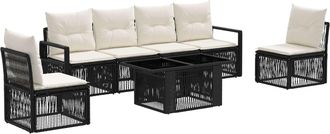 vidaXL Conjunto De Sof&aacute;s De Jard&iacute;n 7 Uds. Negro Y Blanco Crema Vidaxl