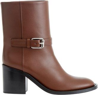 Burberry Womens Leather Buckle Boots Midcalf Style - Brown - Size EU 39