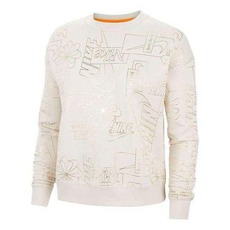 Nike (WMNS) Nike Sportswear Icon Clash Fleece Sports Round Neck Creamy White Hoodie CZ1869-104