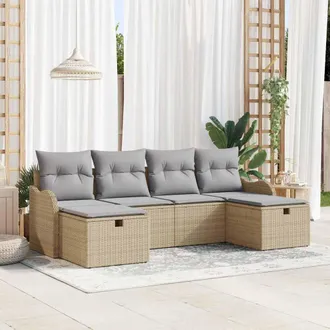 vidaXL Vidaxl - Set Divano Da Giardino Con Cuscino 6 Pcs Beige E Grigio Chiaro