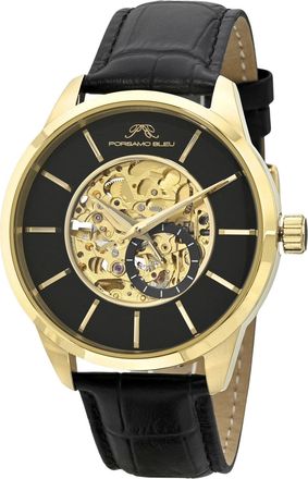 Porsamo Bleu Mens Cassius Automatic Gold Tone & Black Watch 802ECAL