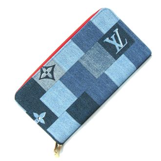 Louis Vuitton Blue Red Color Monogram Denim Long Wallet (Bi-Fold) (Pre-Owned)