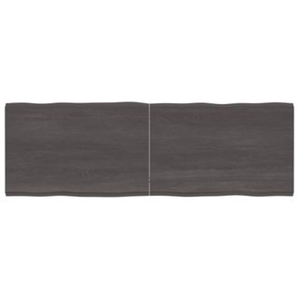 Berkfield Home Table Top Dark Grey 180x60x(2-4) cm Treated Solid Wood Live Edge in Brown