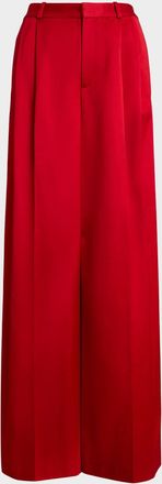Polo Ralph Lauren Pleated Satin Wide-Leg Pants