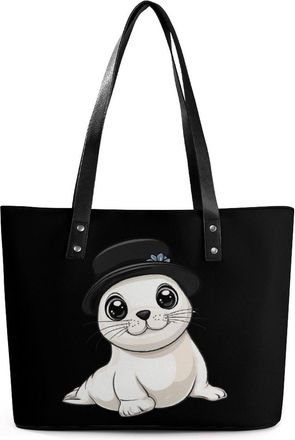 Generic Cute White Sea Lion Tote Bags for Women Cute Shoulder Purses Handbags