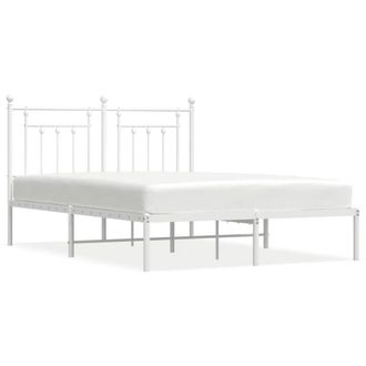 Berkfield Home Metal Bed Frame with Headboard White 140x200 cm