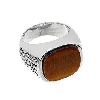 Jan Leslie Sterling Silver & Tigers Eye Cobra Etched Ring in Brown at Nordstrom, Size 11