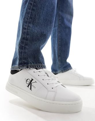 Calvin Klein Jeans Sneakers classiche basse cupsole in pelle bianca-Bianco