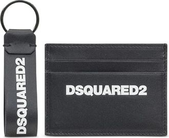 Dsquared2 Zwarte Leren Portemonnees & Pasjeshouders Sleutelhanger - Heren - Portefeuilles - Zwart - ONE Size - Accessoires