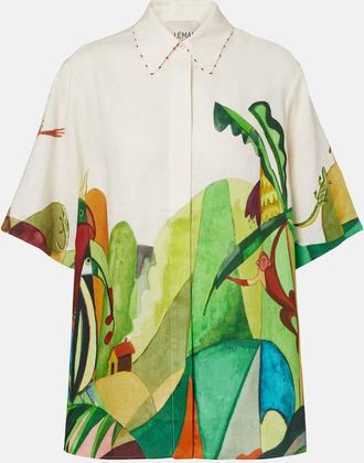 Alemais Al&eacute;mais x Mokshini linen bowling shirt