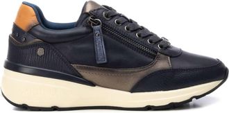 Xti Womens Leather Sneakers In Navy