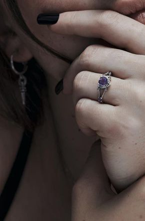 Disturbia Devotion Sterling Silver Amethyst Ring at Nordstrom, Size 6.75
