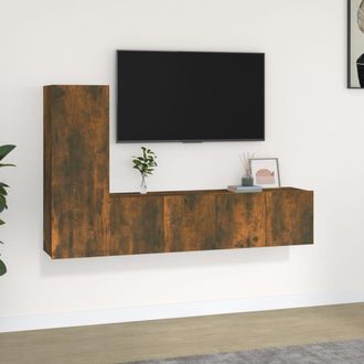 Berkfield Home 3 Piece TV Cabinet Set Smoked Oak Engineered Wood in Brown
