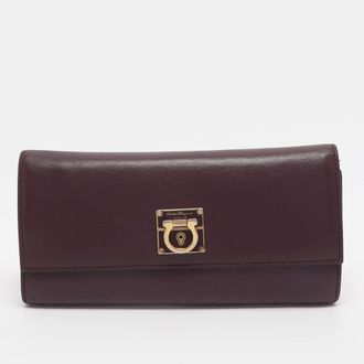Ferragamo Gancini Purple Leather Continental Wallet
