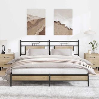 Berkfield Home Bed Frame without Mattress Sonoma Oak 183x203 cm Engineered Wood in Brown