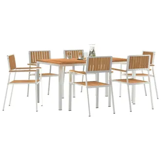 Berkfield Home Elegant 7 Piece Garden Dining Set Solid Wood Teak in Brown