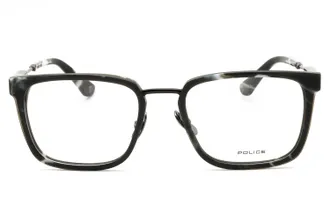 Police VPLF09M Rectangular Metal Frame Eyeglasses - Gray