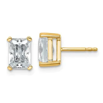 Diamond2Deal 14k Gold 3 ct Radiant Lab Grown Diamond Stud Earrings VS Clarity, G-H Color