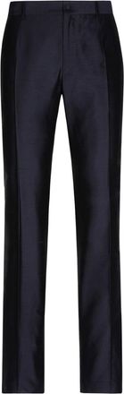 Dolce & Gabbana pressed-crease silk tailored trousers - men - Silk - 52 - Blue