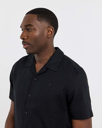 Calvin Klein Linen Cuban Shirt Black