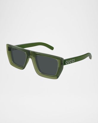 Gucci Mens GG1723SM Plastic Rectangle Sunglasses