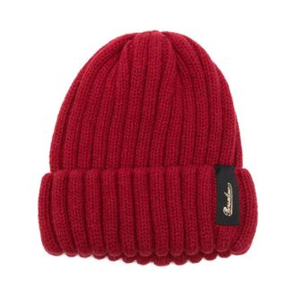 Borsalino Rode Geribbelde Kasjmier Hoed met Omgeslagen Rand - Dames - Hoeden - Rood - ONE Size - Kasjmier - Accessoires
