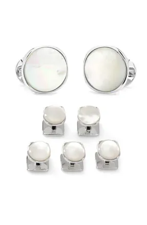 Cufflinks Inc. Classic Formal Mother-of-Pearl Shirt Studs & Cuff Links Set in White at Nordstrom