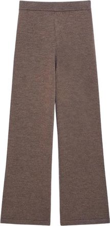 Max Mara Luxe Wollen Elastische Taille Broek - Dames - Wijde Broeken - Bruin - 2XS - Wol - Broeken