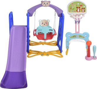 OEM Columpio Y Tobog&aacute;n Infantil 5 En 1 Con Aro De Baloncesto, Juguete Para Interiores Y Exteriores Para Ni&ntilde;os En Edad Preescolar, Azul