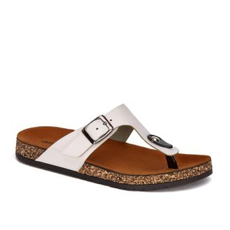 Andrea Womens Casual Flip Flops With Comfort Insole In White