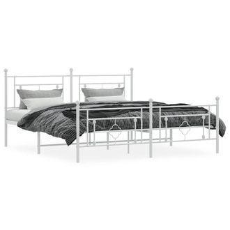 Berkfield Home Metal Bed Frame without Mattress with Footboard White 183x213cm | Size: 183x213 cm