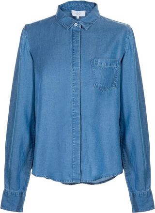 H&eacute;st Blauwe Gewassen Shirt met Zak - Dames - Spijkeroverhemden - Blauw - M - Denim - Overhemden