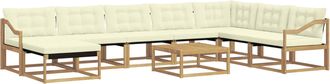 vidaXL Conjunto De Sof&aacute;s De Exterior 9 Uds. Blanco Y Crema Vidaxl