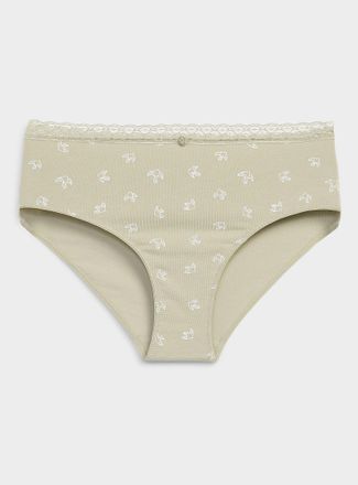 Miiyu Womens Satiny detail lace waistband Hipster Panties Organic cotton