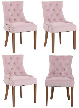 Clp Clp - Juego De 4 Sillas De Comedor Aberdeen En Terciopelo Rosado Antiguo Claro